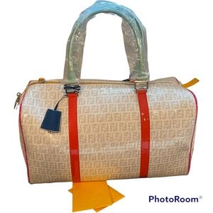 SOLD Fendi Ivory Grey Sequin Multicolour Patent Detail Boston Bag (New)